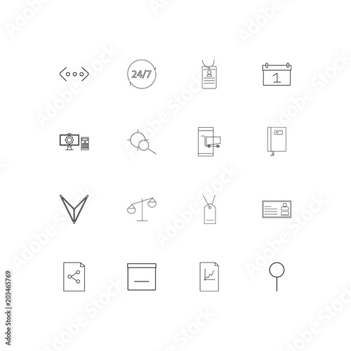 Business linear thin icons set. Outlined simple vector icons