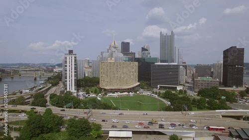 Flying away from Downtown Pittsburgh