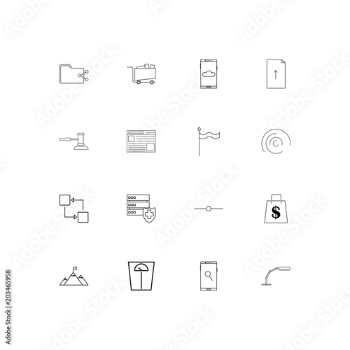 Business linear thin icons set. Outlined simple vector icons