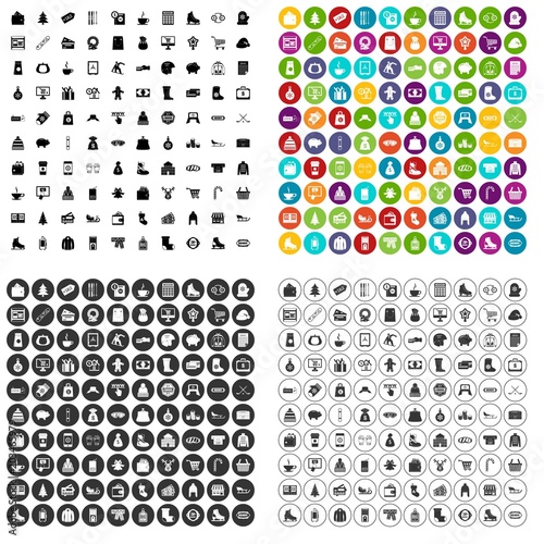 100 winter shopping icons set vector in 4 variant for any web design isolated on white