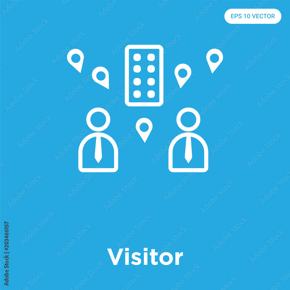 Visitor icon isolated on blue background Visitor icon isolated on blue background