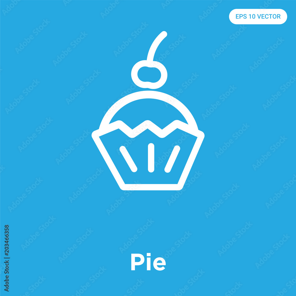 Pie icon isolated on blue background Pie icon isolated on blue background