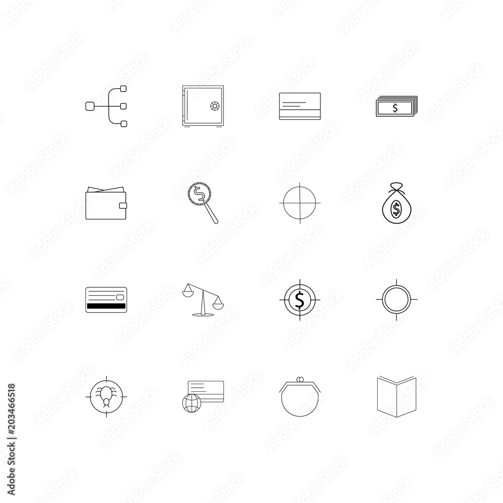 Banking, Finance And Money linear thin icons set. Outlined simple vector icons Banking, Finance And Money linear thin icons set. Outlined simple vector icons