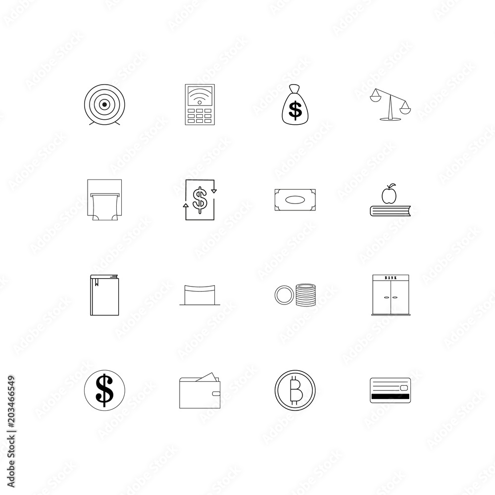 Banking, Finance And Money linear thin icons set. Outlined simple vector icons Banking, Finance And Money linear thin icons set. Outlined simple vector icons