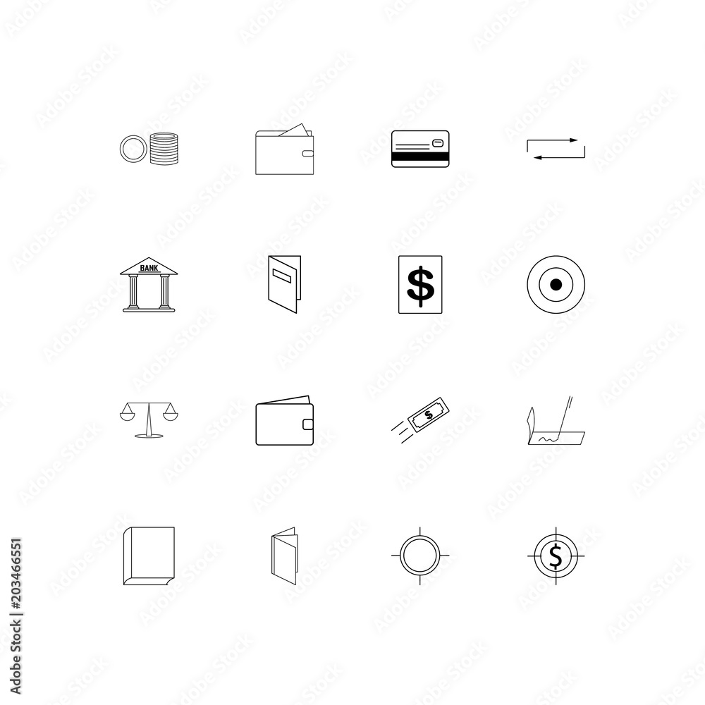 Banking, Finance And Money linear thin icons set. Outlined simple vector icons Banking, Finance And Money linear thin icons set. Outlined simple vector icons