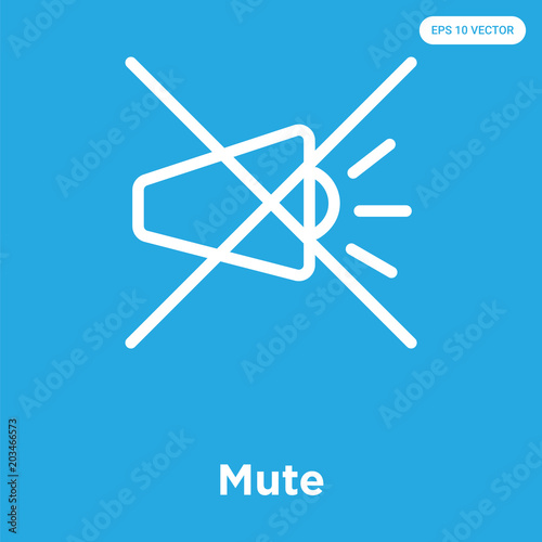 Mute icon isolated on blue background