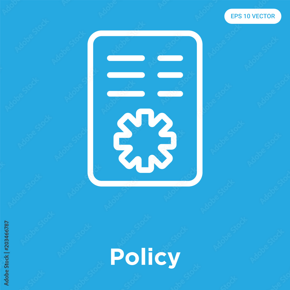 Policy icon isolated on blue background Policy icon isolated on blue background