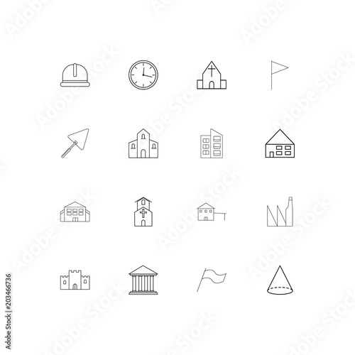 Buildings And Constructions linear thin icons set. Outlined simple vector icons