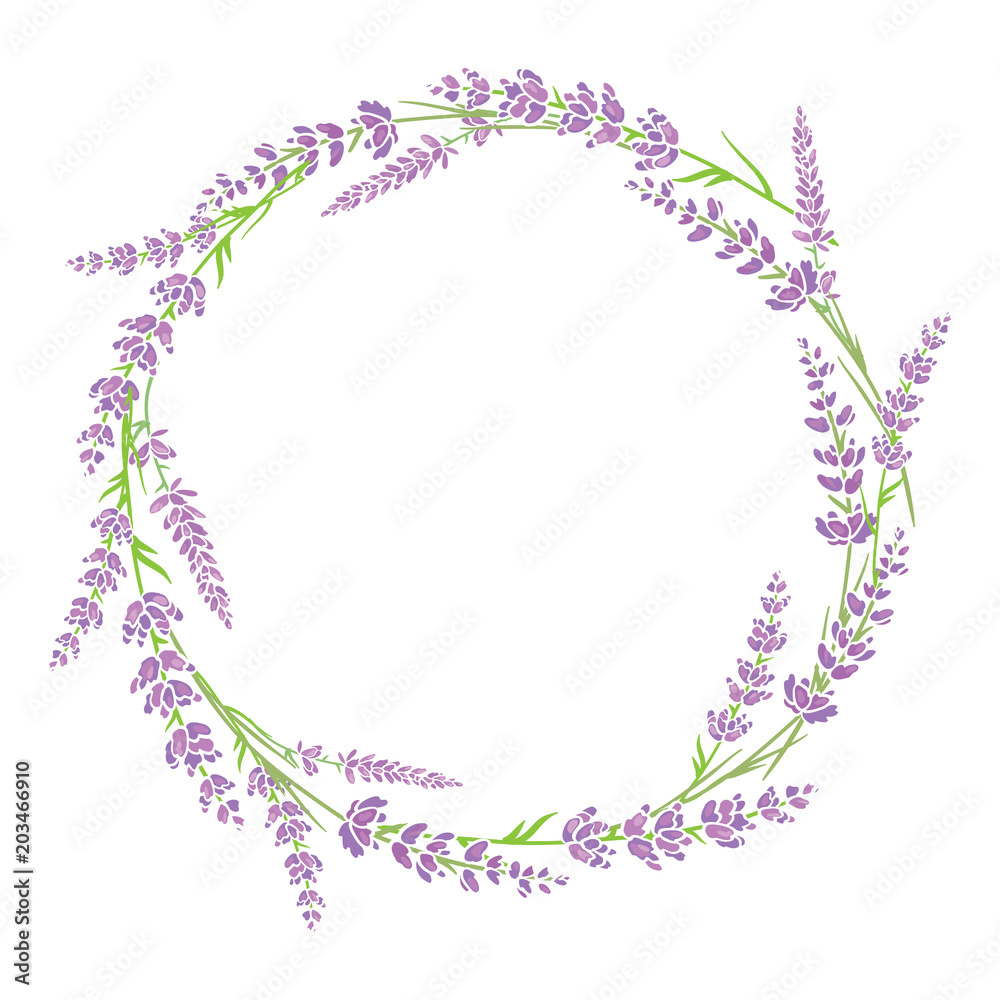 Purple green lavender flowers wreath arrangement design element. Elegant  purple silhouette lavender flower arrangement. Great for a spring floral  frame, wedding invitation, packaging. Stock Vector | Adobe Stock