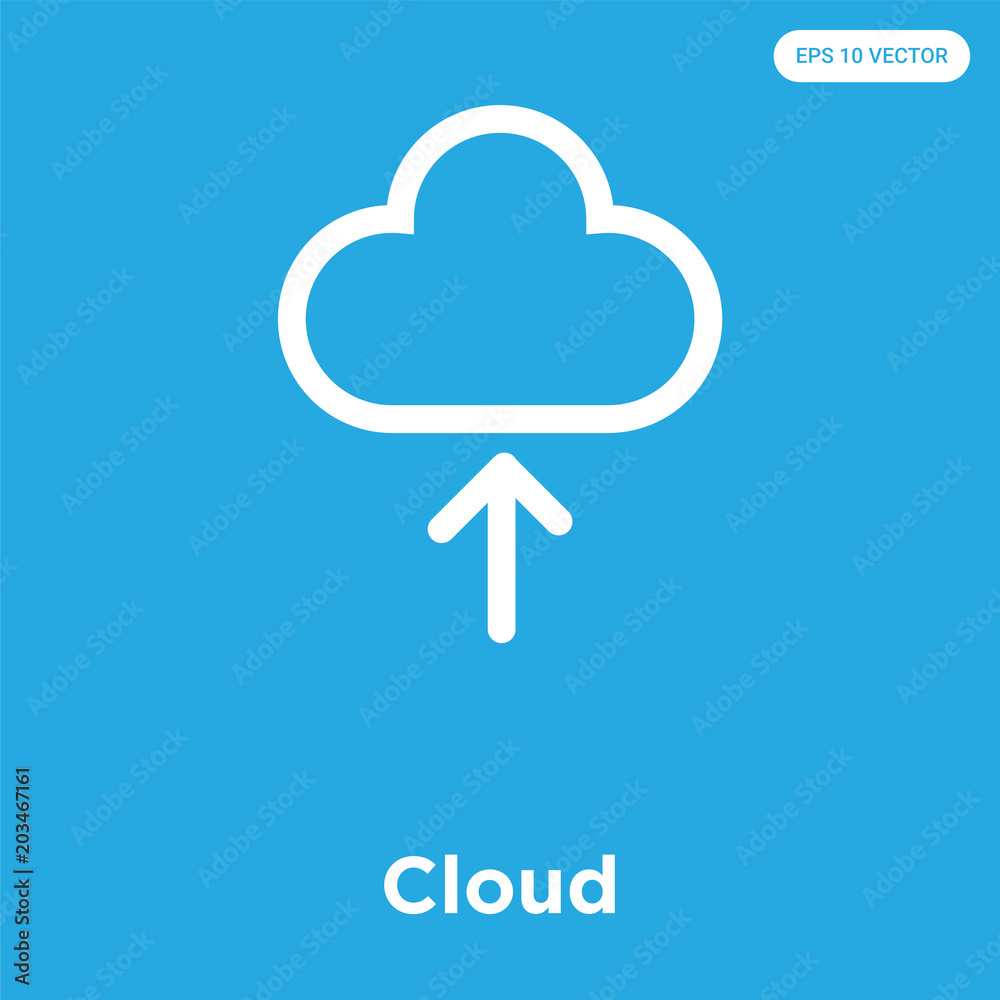 Cloud icon isolated on blue background Cloud icon isolated on blue background
