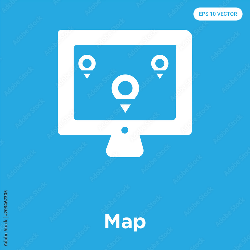 Map icon isolated on blue background Map icon isolated on blue background