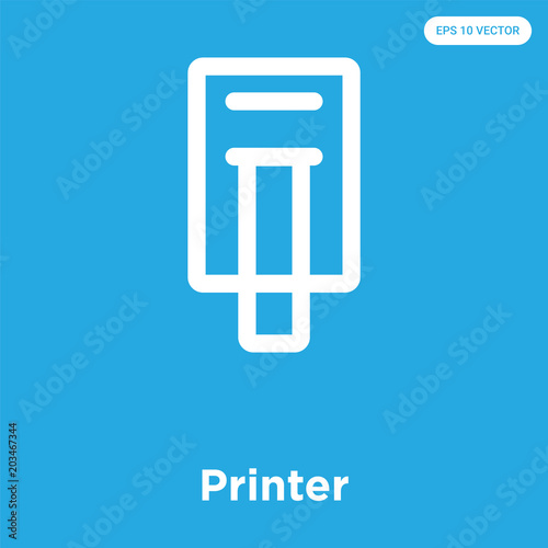 Printer icon isolated on blue background