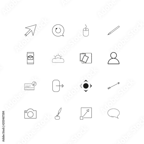 Interface linear thin icons set. Outlined simple vector icons