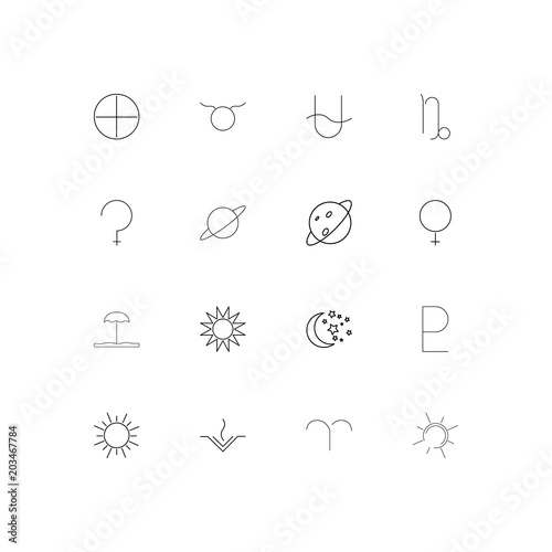 Astrology linear thin icons set. Outlined simple vector icons
