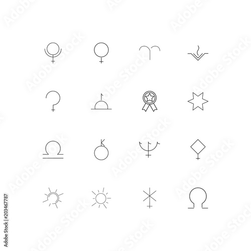 Astrology linear thin icons set. Outlined simple vector icons