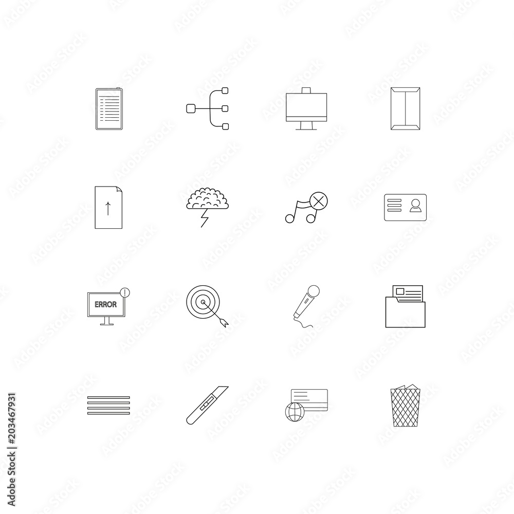 Business And Office linear thin icons set. Outlined simple vector icons