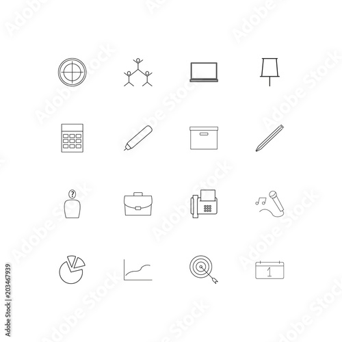 Business And Office linear thin icons set. Outlined simple vector icons