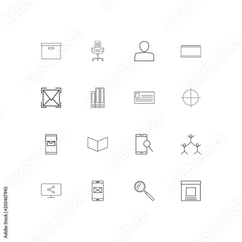 Business And Office linear thin icons set. Outlined simple vector icons