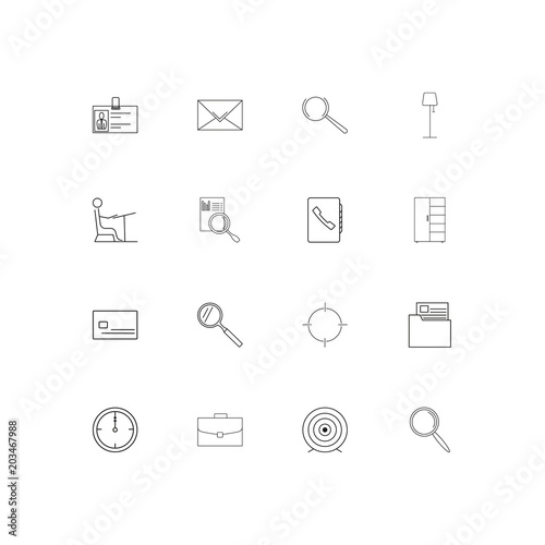 Business And Office linear thin icons set. Outlined simple vector icons