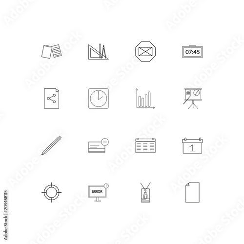 Business And Office linear thin icons set. Outlined simple vector icons