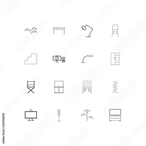 Furniture And Home Accents linear thin icons set. Outlined simple vector icons