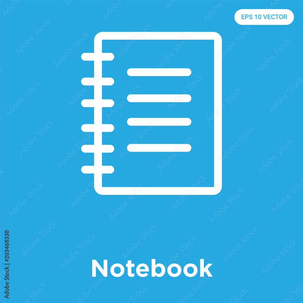 Notebook icon isolated on blue background Notebook icon isolated on blue background