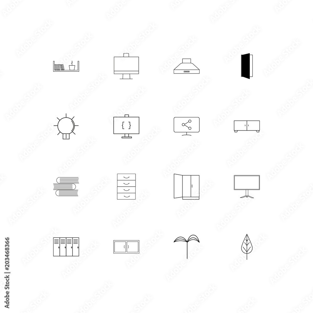 Furniture And Home Accents linear thin icons set. Outlined simple vector icons Furniture And Home Accents linear thin icons set. Outlined simple vector icons