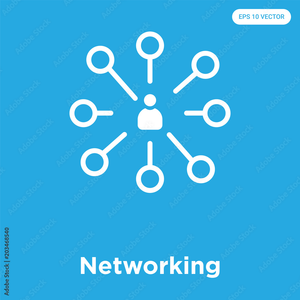 Networking icon isolated on blue background Networking icon isolated on blue background