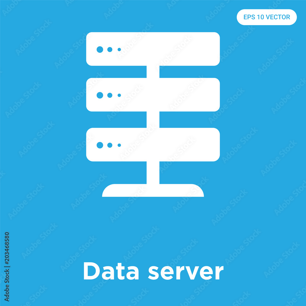 Data server icon isolated on blue background Data server icon isolated on blue background