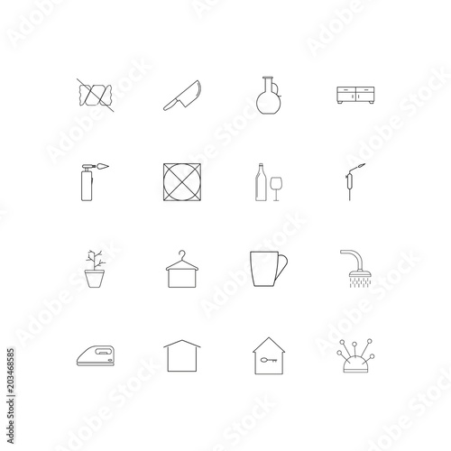 Home Appliances linear thin icons set. Outlined simple vector icons