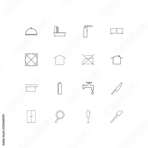 Home Appliances linear thin icons set. Outlined simple vector icons