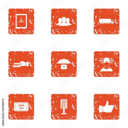 Encashment icons set. Grunge set of 9 encashment vector icons for web isolated on white background
