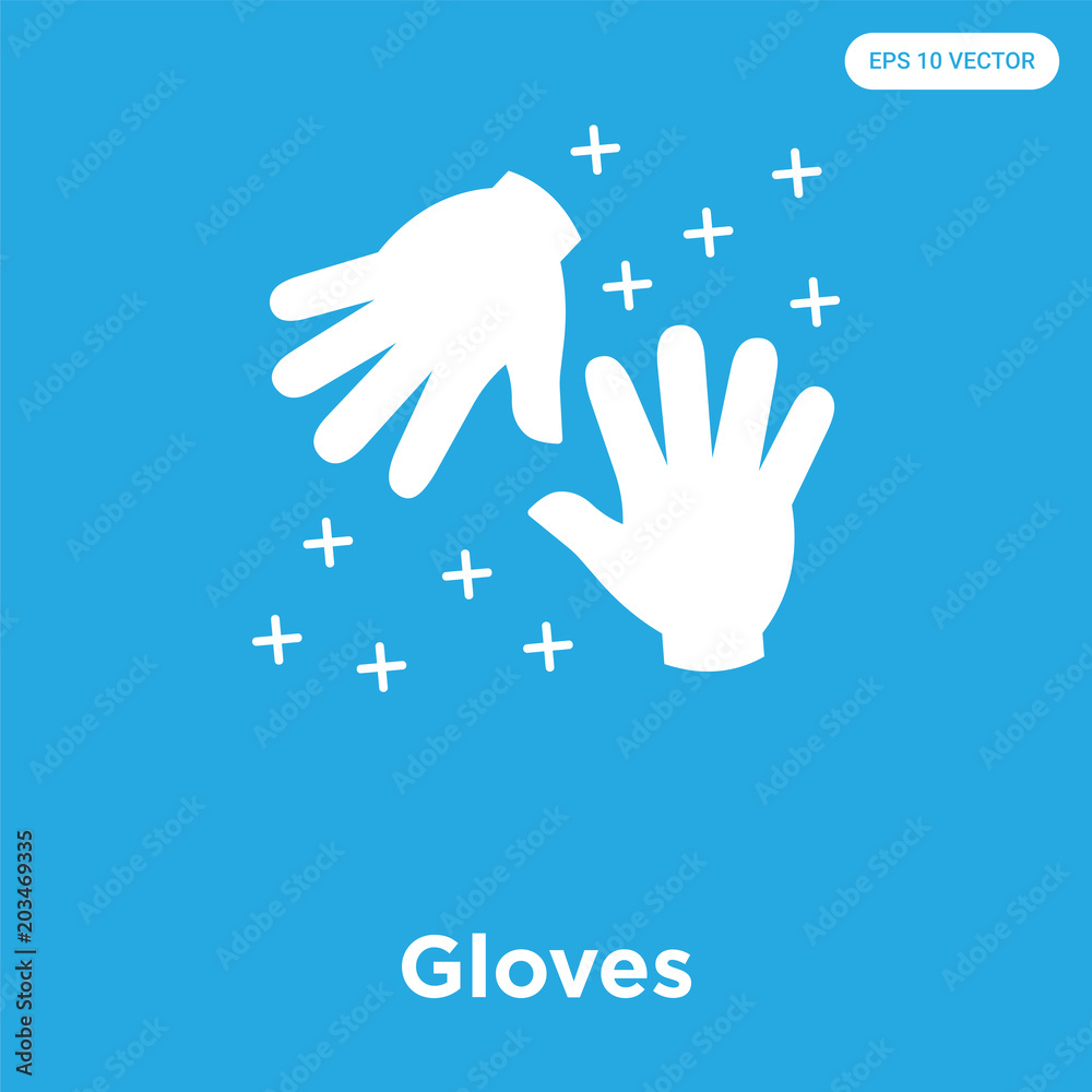 Gloves icon isolated on blue background Gloves icon isolated on blue background