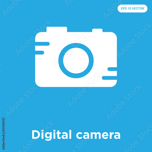 Digital camera icon isolated on blue background