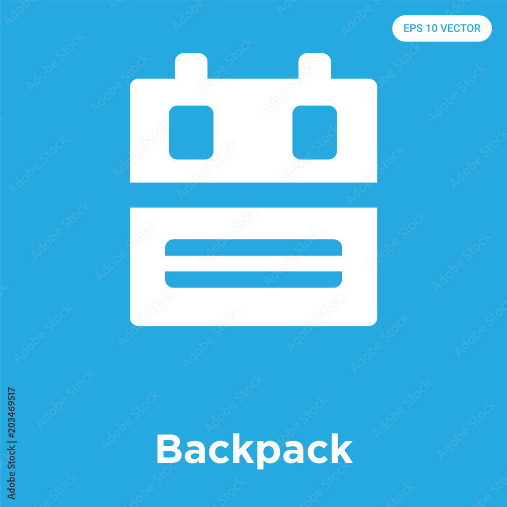 Backpack icon isolated on blue background Backpack icon isolated on blue background