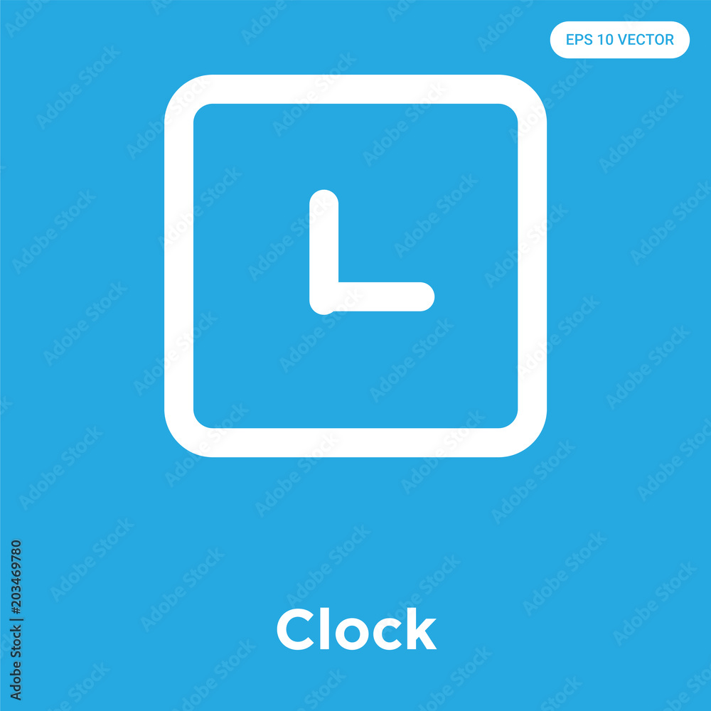 Clock icon isolated on blue background Clock icon isolated on blue background