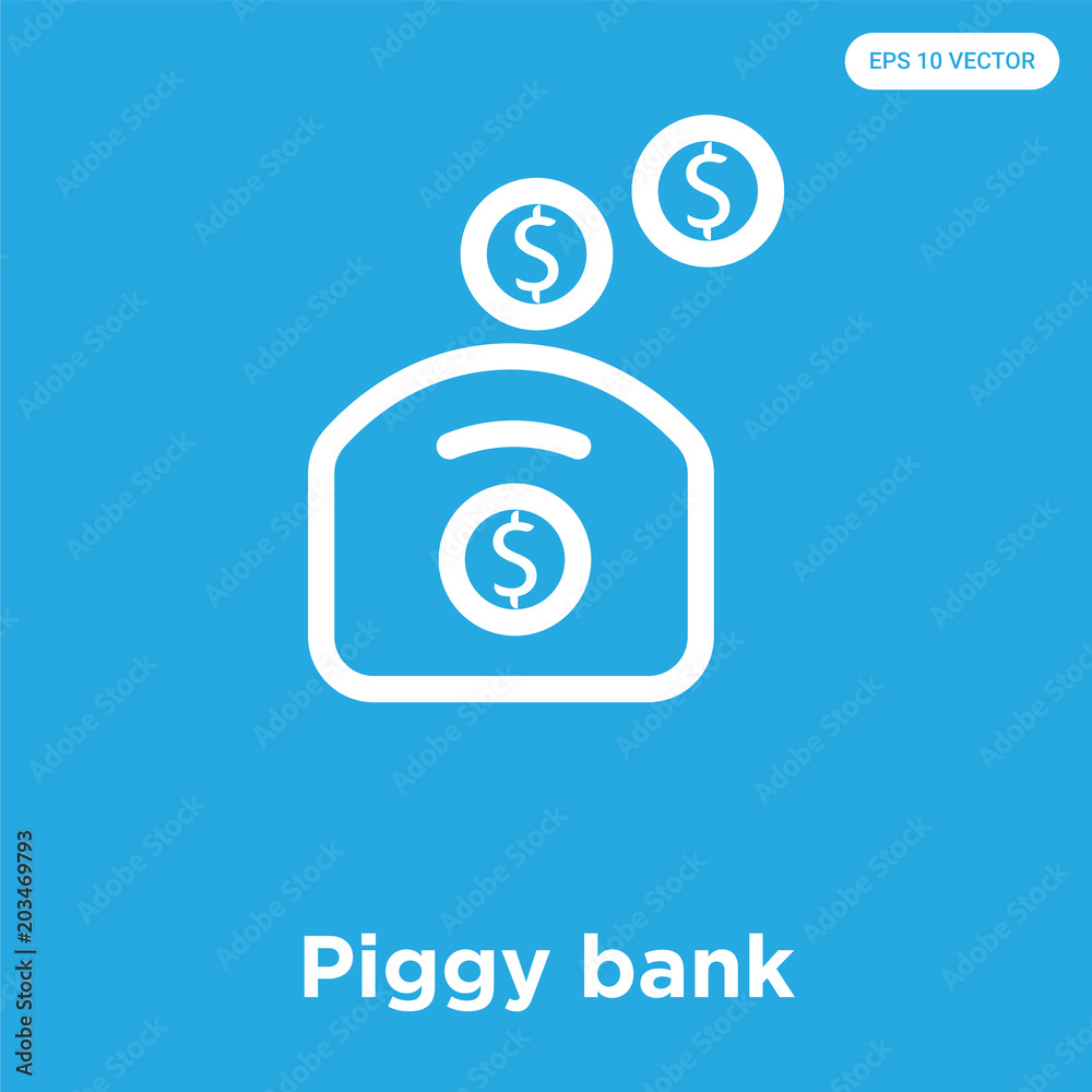 Piggy bank icon isolated on blue background Piggy bank icon isolated on blue background
