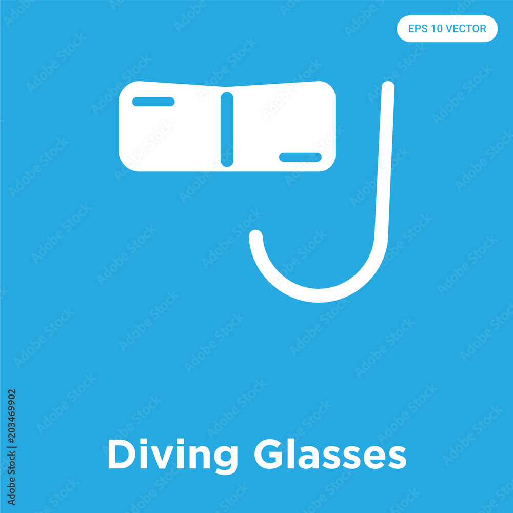 Diving Glasses icon isolated on blue background Diving Glasses icon isolated on blue background