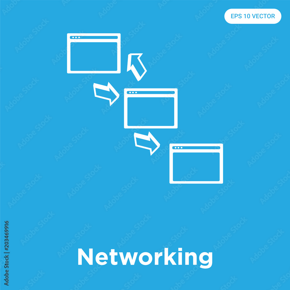 Networking icon isolated on blue background
