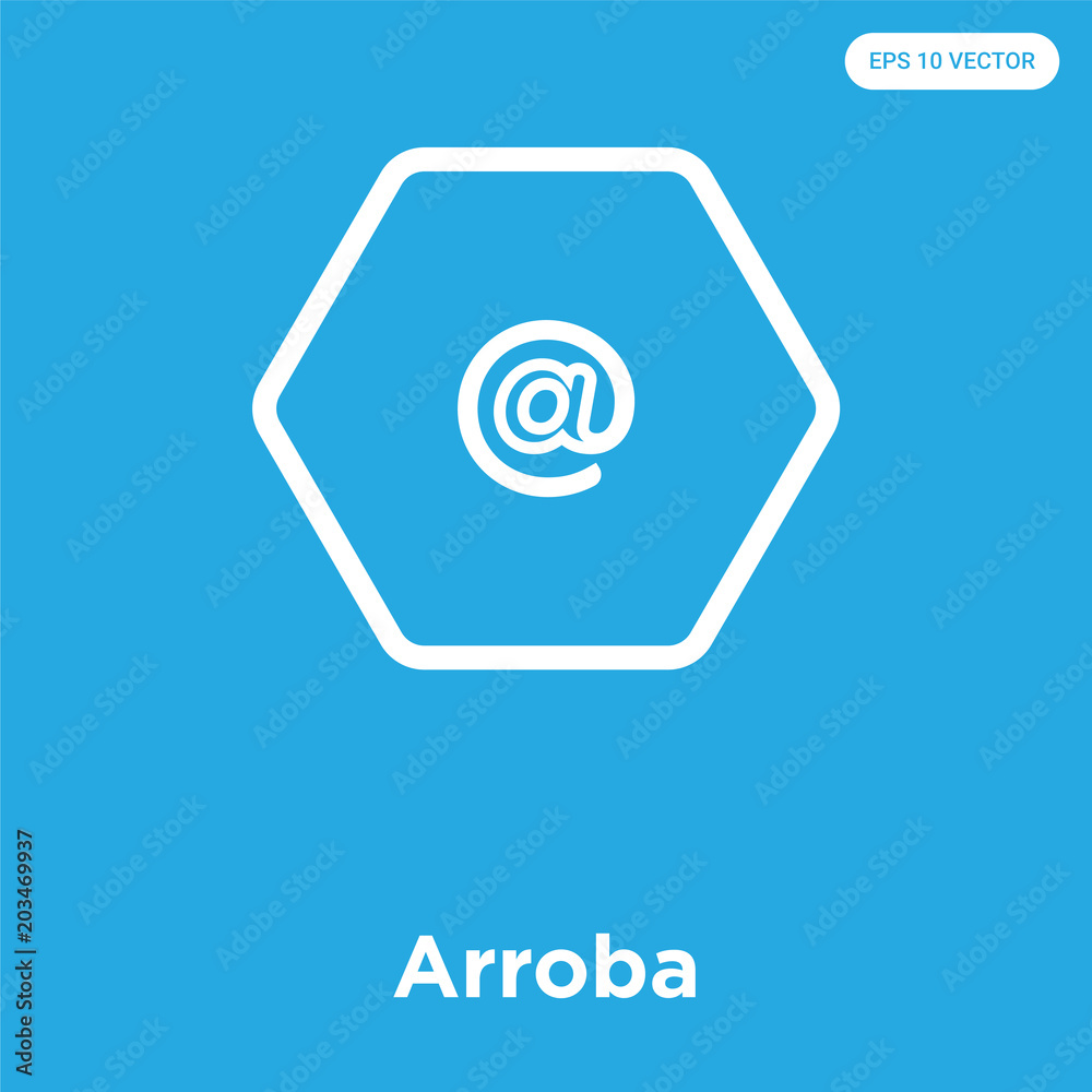 Arroba icon isolated on blue background Arroba icon isolated on blue background