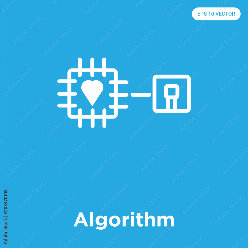 Algorithm icon isolated on blue background Algorithm icon isolated on blue background