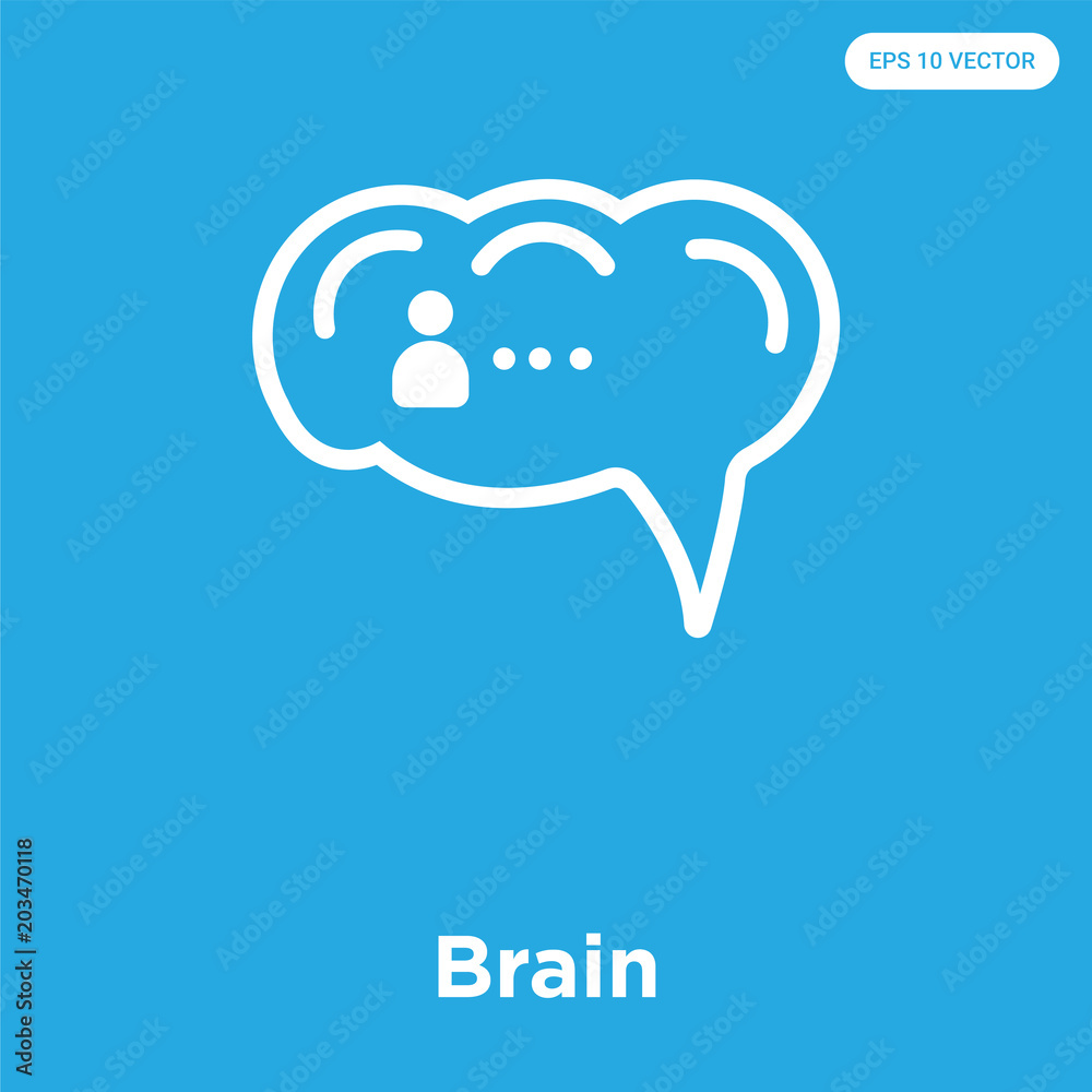Brain icon isolated on blue background Brain icon isolated on blue background
