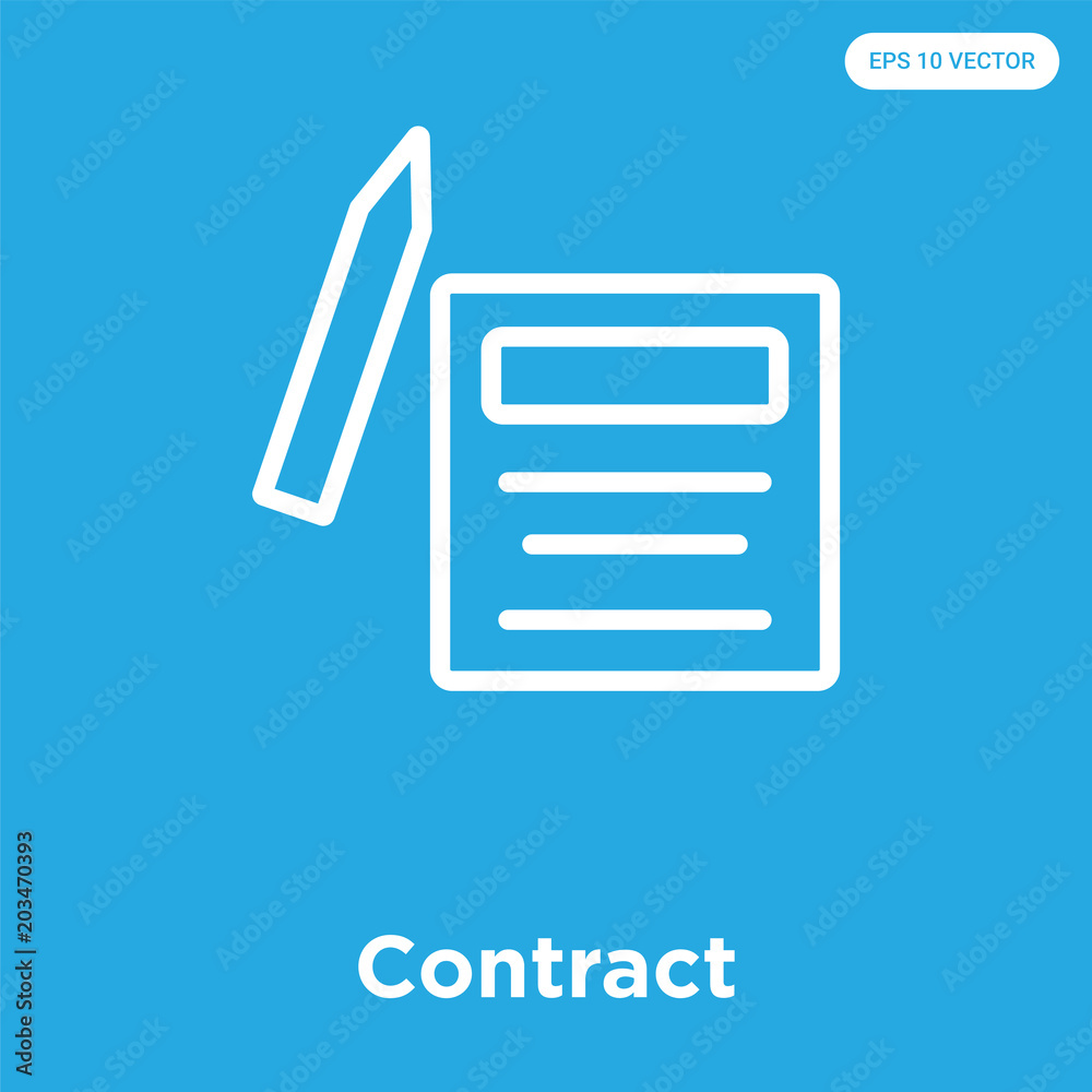 Contract icon isolated on blue background Contract icon isolated on blue background