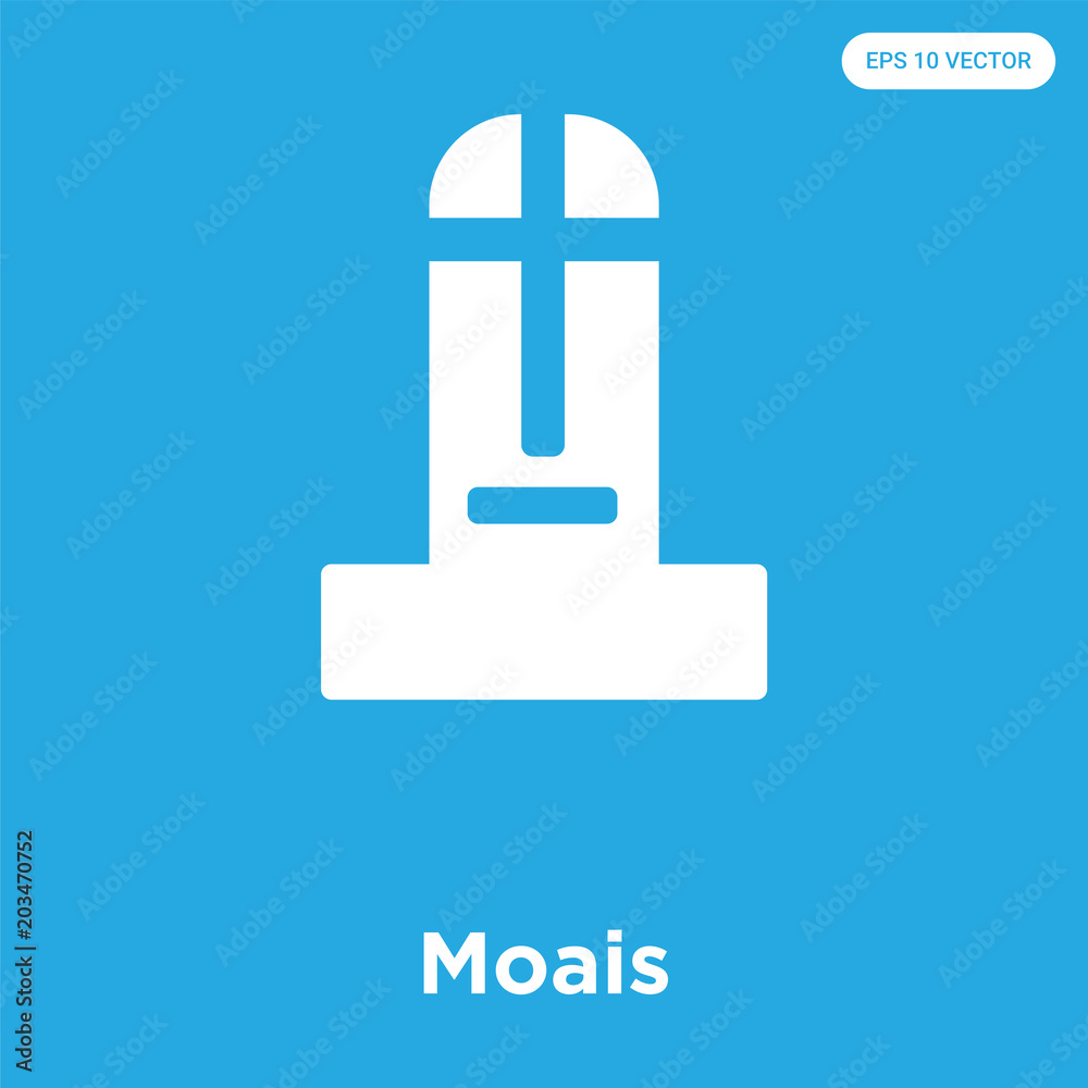 Moais icon isolated on blue background Moais icon isolated on blue background
