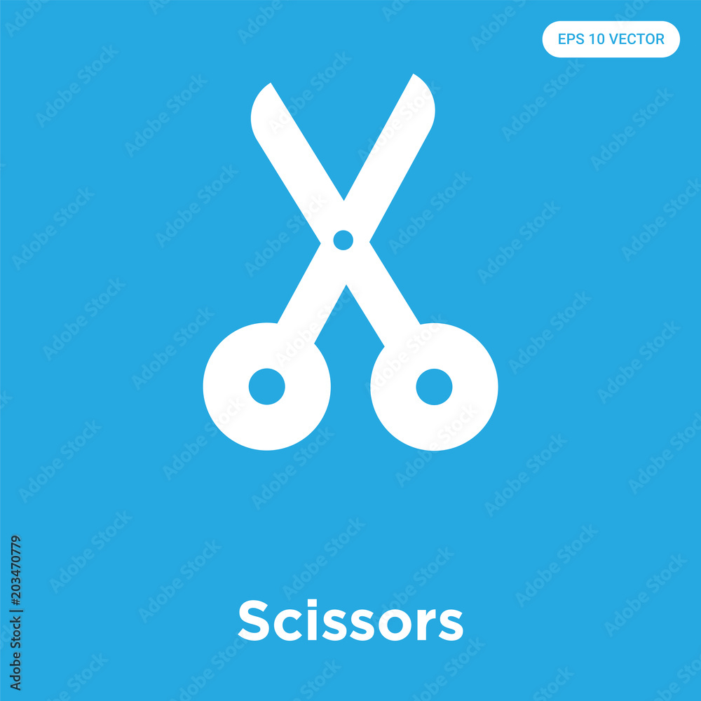 Scissors icon isolated on blue background