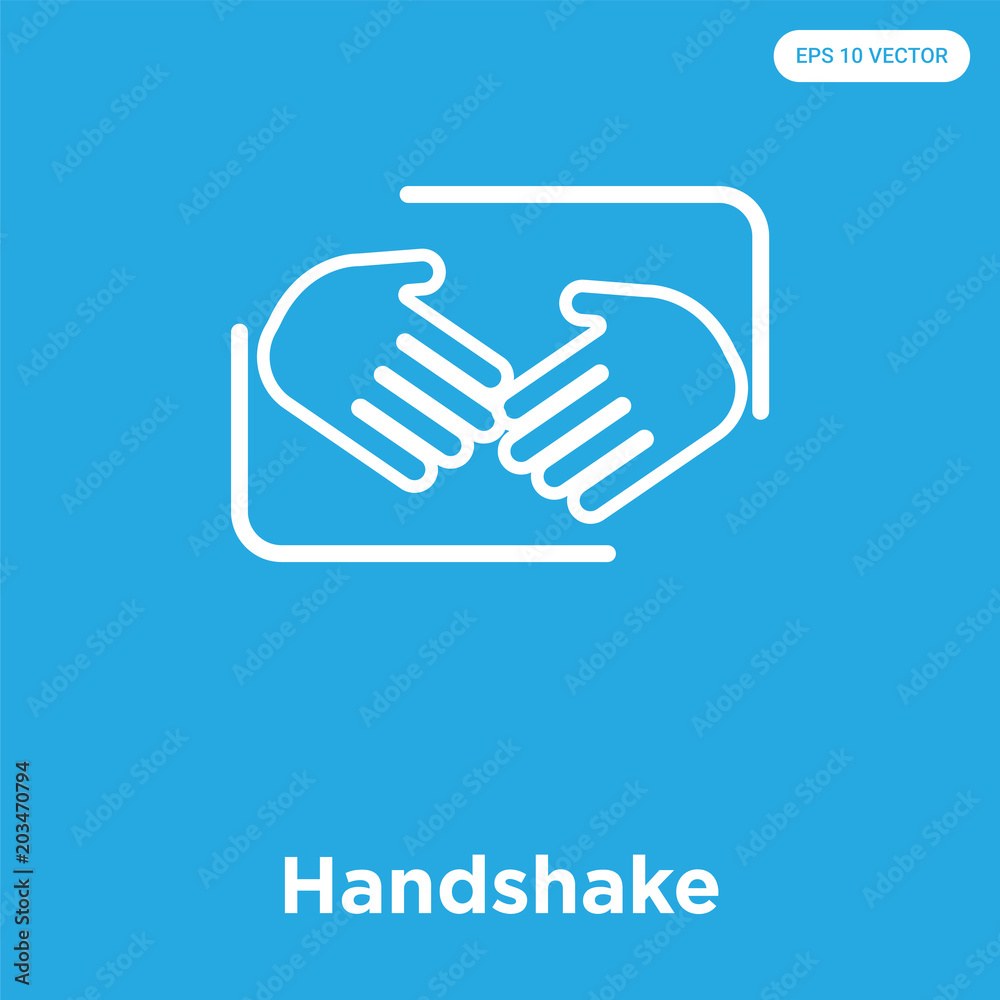Handshake icon isolated on blue background