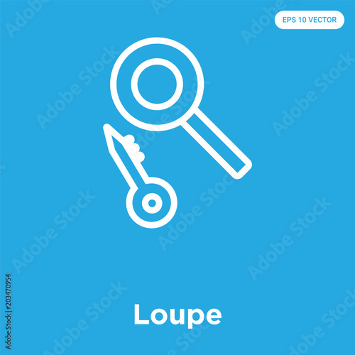 Loupe icon isolated on blue background