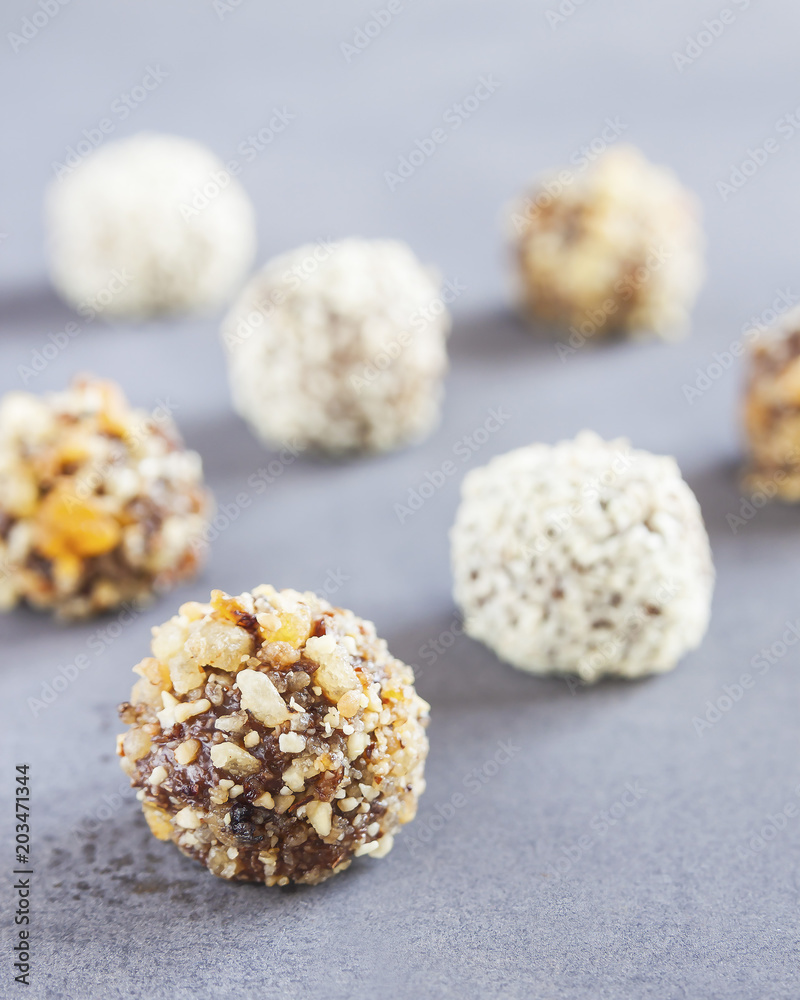 Raw Homemade Healthy Gluten Free Date Bites with Chocolate. Raw Homemade Healthy Gluten Free Date Bites with Chocolate.