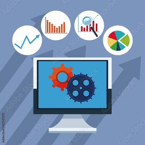 Financial technology tools on computer vector illustration graphic design © Jemastock