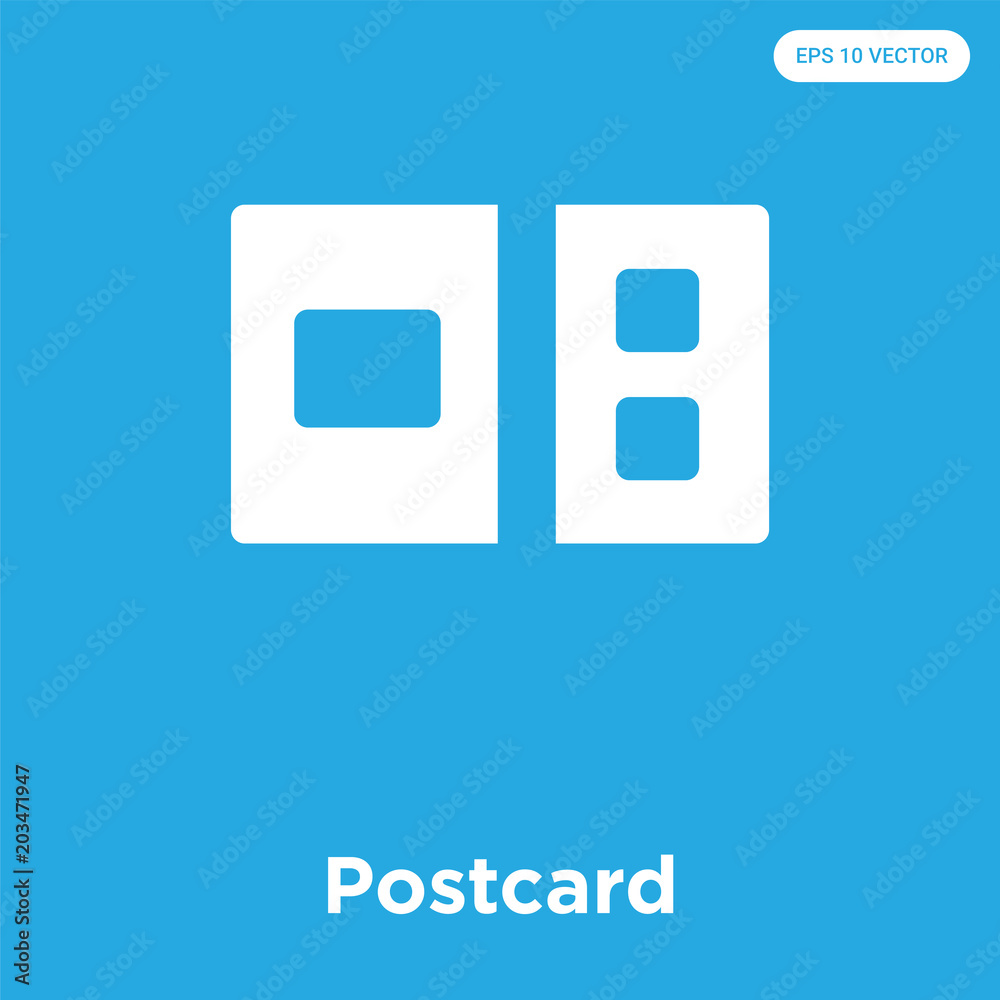 Postcard icon isolated on blue background Postcard icon isolated on blue background